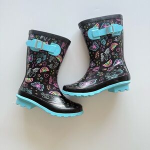 George Kids Bright Print Black and Blue Rain Boots
